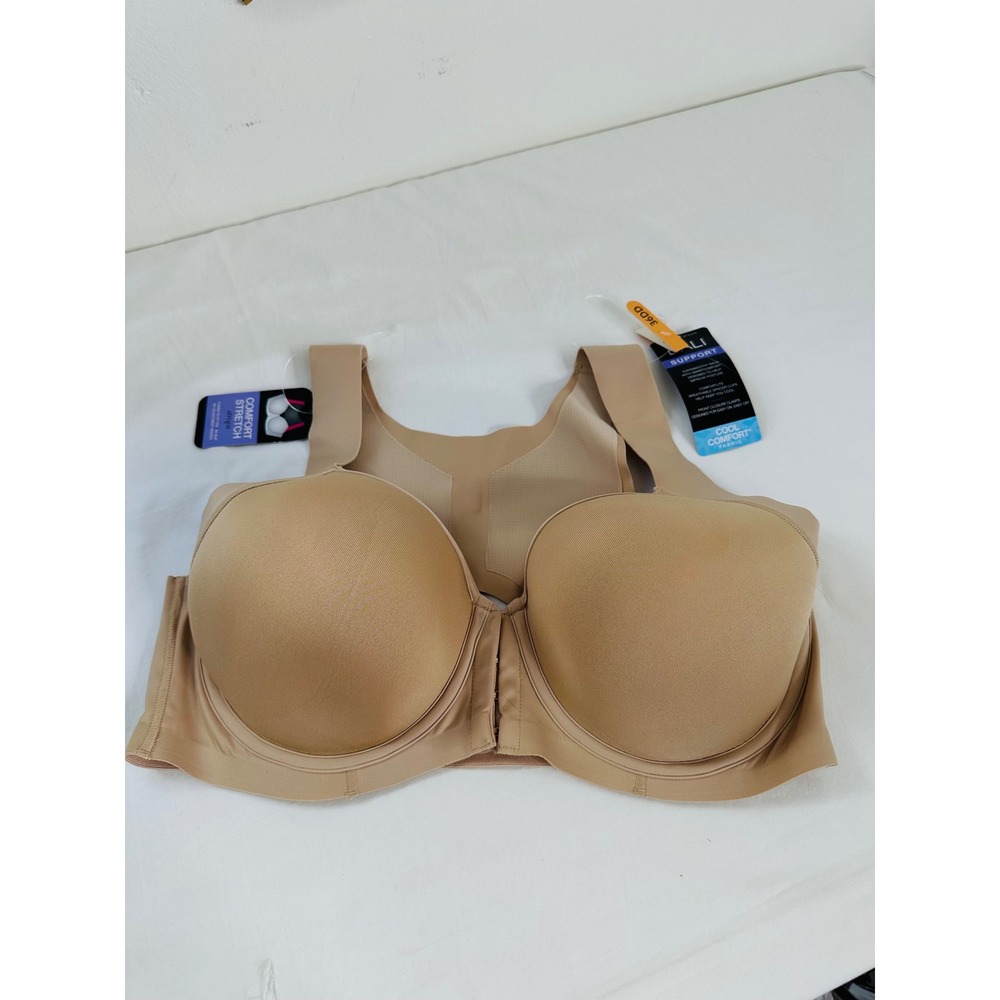 Bali Support Front Closure Underwire Bra Nude Size 36DD Cooling Smoothing